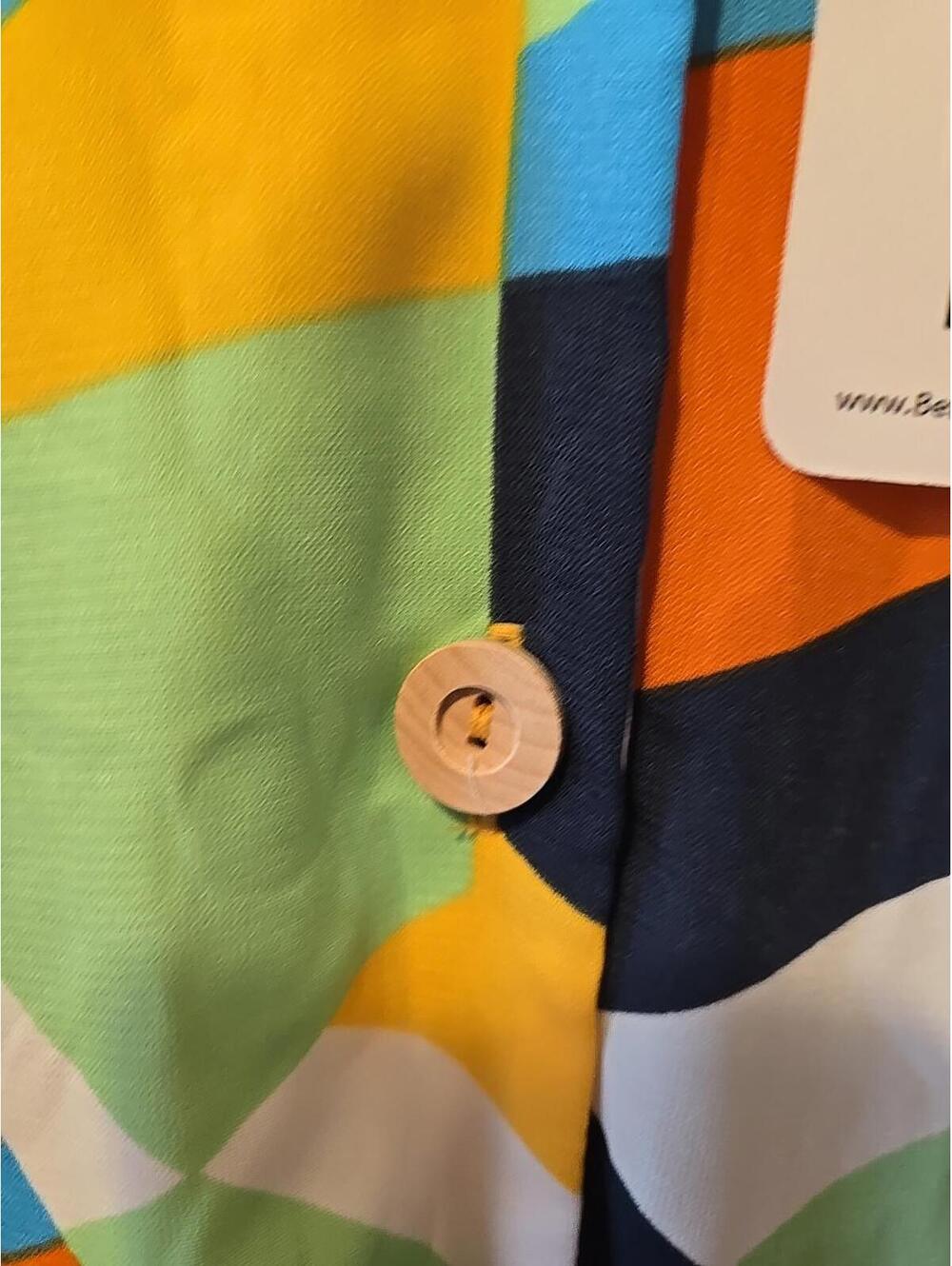 Nwt ces femme Betsy Boos Dress Button Colorful Geometric Large Jacque artsy - Picture 2 of 9